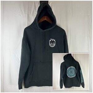 Spitfire Hoodie Mens Large Black Bighead Wave Spiral Graphic Pullover Skate